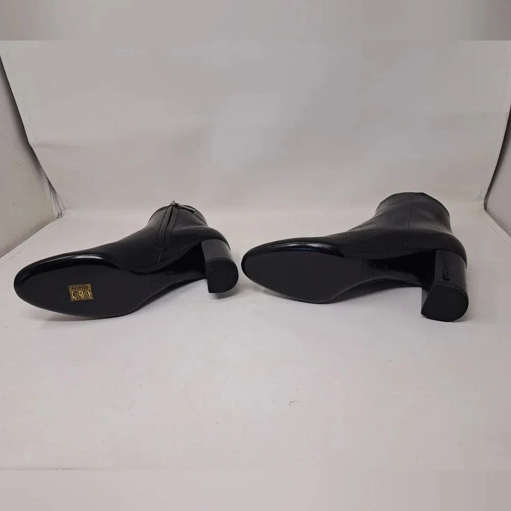 NWT Saint Laurent Paris LouLou 70 Zip Booties Ankle Boots Black Leather 38EU 8US - Picture 15 of 16